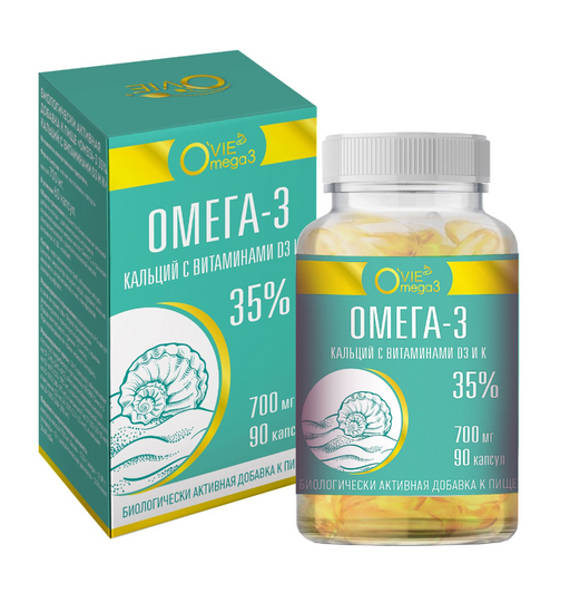 Ovie Омега-3 35% Кальций с витамином D3 и K, капсулы, 60 шт.