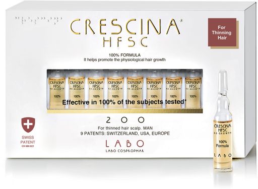 Crescina 200 HFSC Ампулы для стимуляции роста волос, лосьон для стимуляции роста волос, для мужчин, 3.5 мл, 10 шт.